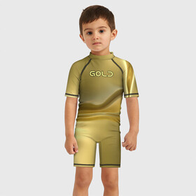 Детский купальный костюм 3D с принтом Gold в Новосибирске, Полиэстер 85%, Спандекс 15% | застежка на молнии на спине | gold | золото