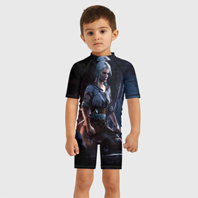 Детский купальный костюм 3D с принтом Цири в Новосибирске, Полиэстер 85%, Спандекс 15% | застежка на молнии на спине | ciri | gerald | wild hunt | witcher | ведьмак | ведьмы | геральд | дикая охота | цири