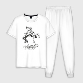 Мужская пижама хлопок с принтом Wrestling 2 в Новосибирске, 100% хлопок | брюки и футболка прямого кроя, без карманов, на брюках мягкая резинка на поясе и по низу штанин
 | рестлинг