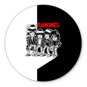 Коврик круглый с принтом Ramones 1 в Новосибирске, резина и полиэстер | круглая форма, изображение наносится на всю лицевую часть | Тематика изображения на принте: joey ramone | punk | джоуи рамон | панк | рамонез | рамонес