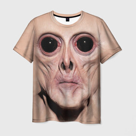Мужская футболка 3D с принтом Пришелец в Новосибирске, 100% полиэфир | прямой крой, круглый вырез горловины, длина до линии бедер | взгляд | вселенная | инопланетянин | космос | пришелец