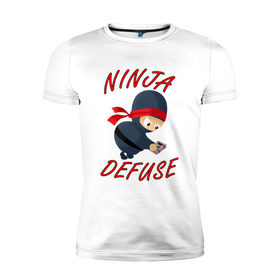 Мужская футболка премиум с принтом Ninja Defuse в Новосибирске, 92% хлопок, 8% лайкра | приталенный силуэт, круглый вырез ворота, длина до линии бедра, короткий рукав | 