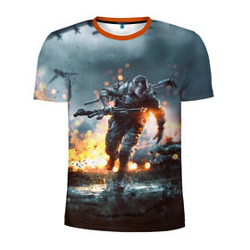 Мужская футболка 3D спортивная с принтом Battlefield в Новосибирске, 100% полиэстер с улучшенными характеристиками | приталенный силуэт, круглая горловина, широкие плечи, сужается к линии бедра | battlefield | батла | батлфилд | игра
