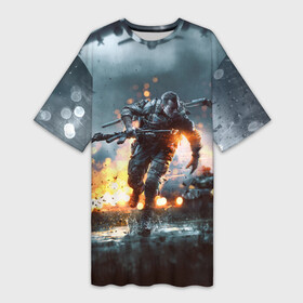 Платье-футболка 3D с принтом Battlefield в Новосибирске,  |  | battlefield | батла | батлфилд | игра