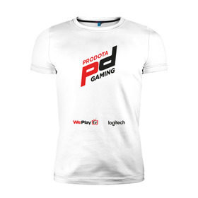 Мужская футболка премиум с принтом Prodota Gaming T-Shirt в Новосибирске, 92% хлопок, 8% лайкра | приталенный силуэт, круглый вырез ворота, длина до линии бедра, короткий рукав | Тематика изображения на принте: dota 2 | pd | pd gaming | prodota | дота 2 | пд