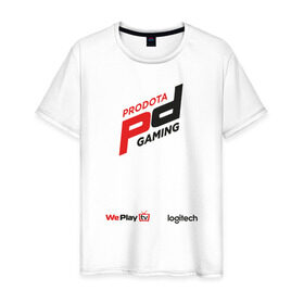 Мужская футболка хлопок с принтом Prodota Gaming T-Shirt в Новосибирске, 100% хлопок | прямой крой, круглый вырез горловины, длина до линии бедер, слегка спущенное плечо. | Тематика изображения на принте: dota 2 | pd | pd gaming | prodota | дота 2 | пд