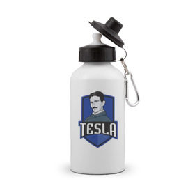 Бутылка спортивная с принтом Никола Тесла в Новосибирске, металл | емкость — 500 мл, в комплекте две пластиковые крышки и карабин для крепления | tesla