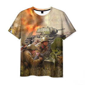 Мужская футболка 3D с принтом День победы в Новосибирске, 100% полиэфир | прямой крой, круглый вырез горловины, длина до линии бедер | 9 мая | war | военная техника | война | день победы | за родину | солдаты | техника
