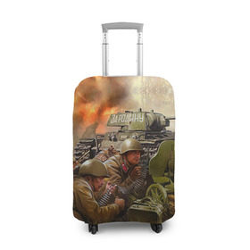 Чехол для чемодана 3D с принтом День победы в Новосибирске, 86% полиэфир, 14% спандекс | двустороннее нанесение принта, прорези для ручек и колес | 9 мая | war | военная техника | война | день победы | за родину | солдаты | техника