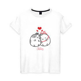 Женская футболка хлопок с принтом Кролик Моланг (любовь) в Новосибирске, 100% хлопок | прямой крой, круглый вырез горловины, длина до линии бедер, слегка спущенное плечо | molang | каваи | кролик | любовь | моланг