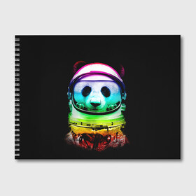 Альбом для рисования с принтом Панда космонавт в Новосибирске, 100% бумага
 | матовая бумага, плотность 200 мг. | Тематика изображения на принте: астронавт | звезды | космонавт | космос | панда | радуга
