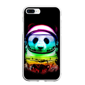 Чехол для iPhone 7Plus/8 Plus матовый с принтом Панда космонавт в Новосибирске, Силикон | Область печати: задняя сторона чехла, без боковых панелей | Тематика изображения на принте: астронавт | звезды | космонавт | космос | панда | радуга
