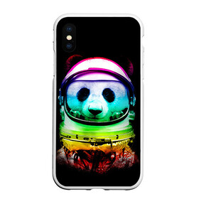 Чехол для iPhone XS Max матовый с принтом Панда космонавт в Новосибирске, Силикон | Область печати: задняя сторона чехла, без боковых панелей | астронавт | звезды | космонавт | космос | панда | радуга
