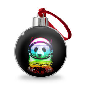 Ёлочный шар с принтом Панда космонавт в Новосибирске, Пластик | Диаметр: 77 мм | астронавт | звезды | космонавт | космос | панда | радуга