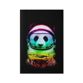 Обложка для паспорта матовая кожа с принтом Панда космонавт в Новосибирске, натуральная матовая кожа | размер 19,3 х 13,7 см; прозрачные пластиковые крепления | астронавт | звезды | космонавт | космос | панда | радуга