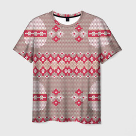 Мужская футболка 3D с принтом Пасхальный свитер в Новосибирске, 100% полиэфир | прямой крой, круглый вырез горловины, длина до линии бедер | пасха | свитер | узоры | яйца