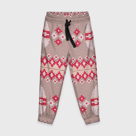 Детские брюки 3D с принтом Пасхальный свитер в Новосибирске, 100% полиэстер | манжеты по низу, эластичный пояс регулируется шнурком, по бокам два кармана без застежек, внутренняя часть кармана из мелкой сетки | пасха | свитер | узоры | яйца