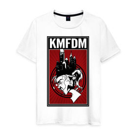 Мужская футболка хлопок с принтом KMFDM 2013 в Новосибирске, 100% хлопок | прямой крой, круглый вырез горловины, длина до линии бедер, слегка спущенное плечо. | industrial | город | крик