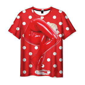 Мужская футболка 3D с принтом Гибкость в Новосибирске, 100% полиэфир | прямой крой, круглый вырез горловины, длина до линии бедер | белый | германия | гибкость | горошек | девушка | красный | латекс | юлия гюнтель