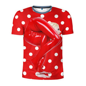 Мужская футболка 3D спортивная с принтом Гибкость в Новосибирске, 100% полиэстер с улучшенными характеристиками | приталенный силуэт, круглая горловина, широкие плечи, сужается к линии бедра | белый | германия | гибкость | горошек | девушка | красный | латекс | юлия гюнтель