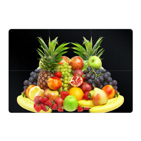 Магнитный плакат 3Х2 с принтом Фрукты в Новосибирске, Полимерный материал с магнитным слоем | 6 деталей размером 9*9 см | ананас | апельсин | арбуз | банан | виноград | гранат | груша | клубника | фрукты | яблоко | ягоды