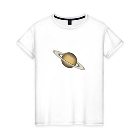 Женская футболка хлопок с принтом Сатурн - Saturn в Новосибирске, 100% хлопок | прямой крой, круглый вырез горловины, длина до линии бедер, слегка спущенное плечо | космос | планета | сатурн