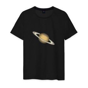 Мужская футболка хлопок с принтом Сатурн - Saturn в Новосибирске, 100% хлопок | прямой крой, круглый вырез горловины, длина до линии бедер, слегка спущенное плечо. | Тематика изображения на принте: космос | планета | сатурн