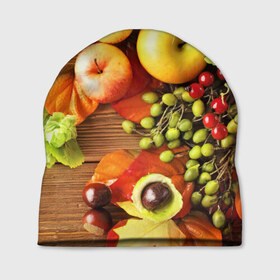 Шапка 3D с принтом Фрукты в Новосибирске, 100% полиэстер | универсальный размер, печать по всей поверхности изделия | зелень | натюрморт | плоды | фрукты | яблоки | ягоды