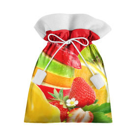 Подарочный 3D мешок с принтом Фрукты в Новосибирске, 100% полиэстер | Размер: 29*39 см | fresh | апедьсин | киви | клубника | пузыри | сок | фреш | фрукты | яблоко | ягоды