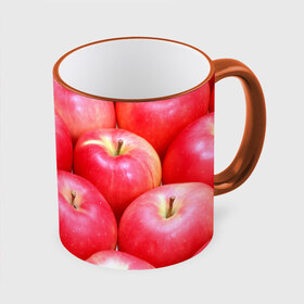 Кружка 3D с принтом Яблоки в Новосибирске, керамика | ёмкость 330 мл | красные | плоды | уражай | фрукты | яблоки