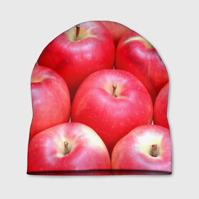 Шапка 3D с принтом Яблоки в Новосибирске, 100% полиэстер | универсальный размер, печать по всей поверхности изделия | красные | плоды | уражай | фрукты | яблоки