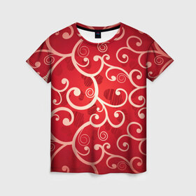 Женская футболка 3D с принтом Background в Новосибирске, 100% полиэфир ( синтетическое хлопкоподобное полотно) | прямой крой, круглый вырез горловины, длина до линии бедер | hearts | red | romantic | valentine | прикольные | сердечки | фон