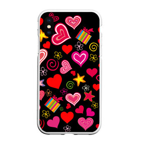 Чехол для iPhone XS Max матовый с принтом Любовь в Новосибирске, Силикон | Область печати: задняя сторона чехла, без боковых панелей | Тематика изображения на принте: love is | любовь | подарки | сердца
