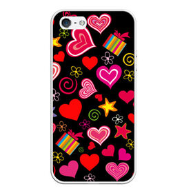 Чехол силиконовый для Телефон Apple iPhone 5/5S с принтом Любовь в Новосибирске, Силикон | Область печати: задняя сторона чехла, без боковых панелей | love is | любовь | подарки | сердца