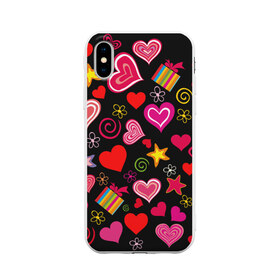 Чехол для Apple iPhone X силиконовый матовый с принтом Любовь в Новосибирске, Силикон | Печать на задней стороне чехла, без боковой панели | love is | любовь | подарки | сердца
