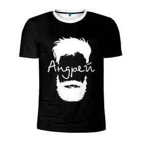 Мужская футболка 3D спортивная с принтом Андрей борода в Новосибирске, 100% полиэстер с улучшенными характеристиками | приталенный силуэт, круглая горловина, широкие плечи, сужается к линии бедра | hipster | андрей | борода | имена | имя | хипстер | хисптеры
