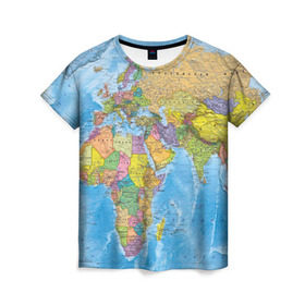 Женская футболка 3D с принтом Карта в Новосибирске, 100% полиэфир ( синтетическое хлопкоподобное полотно) | прямой крой, круглый вырез горловины, длина до линии бедер | map | world | глобус | мир | россия
