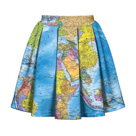 Детская юбка-солнце 3D с принтом Карта в Новосибирске, 100% полиэстер | Эластичный пояс, крупные складки | map | world | глобус | мир | россия
