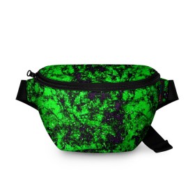 Поясная сумка 3D с принтом Green color в Новосибирске, 100% полиэстер | плотная ткань, ремень с регулируемой длиной, внутри несколько карманов для мелочей, основное отделение и карман с обратной стороны сумки застегиваются на молнию | гранж | зеленый | краска | новые | текстуры | цветные
