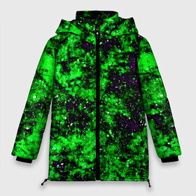 Женская зимняя куртка 3D с принтом Green color в Новосибирске, верх — 100% полиэстер; подкладка — 100% полиэстер; утеплитель — 100% полиэстер | длина ниже бедра, силуэт Оверсайз. Есть воротник-стойка, отстегивающийся капюшон и ветрозащитная планка. 

Боковые карманы с листочкой на кнопках и внутренний карман на молнии | гранж | зеленый | краска | новые | текстуры | цветные