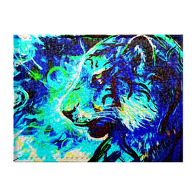 Обложка для студенческого билета с принтом Blue tiger в Новосибирске, натуральная кожа | Размер: 11*8 см; Печать на всей внешней стороне | Тематика изображения на принте: blue tiger | counter strike | cs | game | go | игры