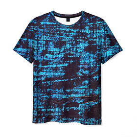 Мужская футболка 3D с принтом Джинсовый в Новосибирске, 100% полиэфир | прямой крой, круглый вырез горловины, длина до линии бедер | blue | grunge | джинсы | краска