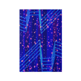 Обложка для паспорта матовая кожа с принтом Огоньки в Новосибирске, натуральная матовая кожа | размер 19,3 х 13,7 см; прозрачные пластиковые крепления | Тематика изображения на принте: арт | огоньки | прикольные | свет | синий | текстуры