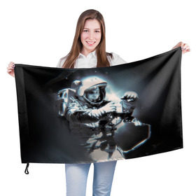 Флаг 3D с принтом Гагарин 5 в Новосибирске, 100% полиэстер | плотность ткани — 95 г/м2, размер — 67 х 109 см. Принт наносится с одной стороны | 12 апреля | гагарин | день космонавтики | космонавт | космонавтика | космос | юра | юрий