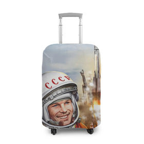 Чехол для чемодана 3D с принтом Гагарин 8 в Новосибирске, 86% полиэфир, 14% спандекс | двустороннее нанесение принта, прорези для ручек и колес | 12 апреля | гагарин | день космонавтики | космонавт | космонавтика | космос | юра | юрий
