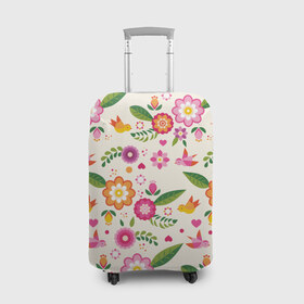 Чехол для чемодана 3D с принтом Весенние настроение в Новосибирске, 86% полиэфир, 14% спандекс | двустороннее нанесение принта, прорези для ручек и колес | весна | птицы | цветы