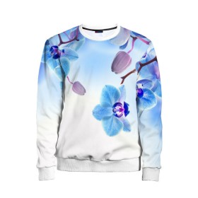 Детский свитшот 3D с принтом Голубая орхидея в Новосибирске, 100% полиэстер | свободная посадка, прямой крой, мягкая тканевая резинка на рукавах и понизу свитшота | Тематика изображения на принте: голубая орхидея | красота | орхидеи | природа | цветок | цветочек | цветы