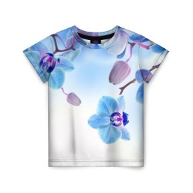 Детская футболка 3D с принтом Голубая орхидея в Новосибирске, 100% гипоаллергенный полиэфир | прямой крой, круглый вырез горловины, длина до линии бедер, чуть спущенное плечо, ткань немного тянется | Тематика изображения на принте: голубая орхидея | красота | орхидеи | природа | цветок | цветочек | цветы