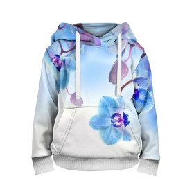Детская толстовка 3D с принтом Голубая орхидея в Новосибирске, 100% полиэстер | двухслойный капюшон со шнурком для регулировки, мягкие манжеты на рукавах и по низу толстовки, спереди карман-кенгуру с мягким внутренним слоем | голубая орхидея | красота | орхидеи | природа | цветок | цветочек | цветы