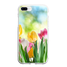Чехол для iPhone 7Plus/8 Plus матовый с принтом Тюльпаны в Новосибирске, Силикон | Область печати: задняя сторона чехла, без боковых панелей | букет | цветы